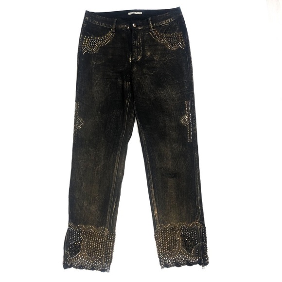 LUXE MODA (8) Black / Gold Embellished Jeans - Picture 6 of 16